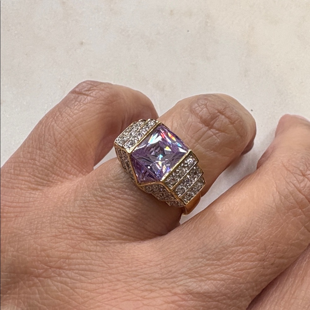 Statement, Lavender stone with clear CZ details, Ring